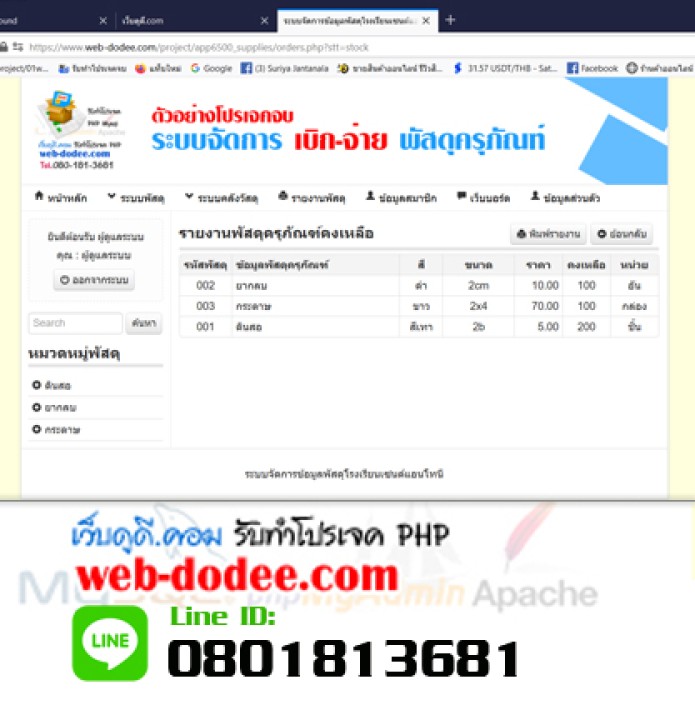 โปรเจคจบระบบเบิกจ่ายพัสดุครุภัณฑ์